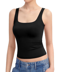 Square Neck Sleeveless Lined Basic Tops
