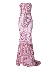 Strapless Mermaid Sequin Maxi Dress