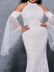 Plus Cold Shoulder Mermaid Formal Dress