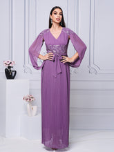 V-neck Panel Embodied Fold A-line Dress