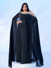 Plus Cape Sleeve Chiffon Split Dress