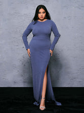 Plus Cutout Beaded Glitter Split Dress