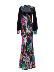 Cutout Lantern Sleeve Mermaid Dress