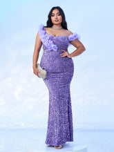 Plus Sleeveless Purple Mermaid Formal Dress