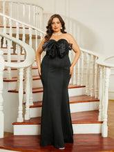 Plus Size Bow Knot Strapless Off Shoulder Backless Mermaid Evening Dress
