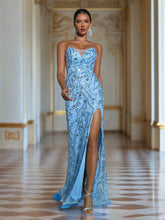 Strapless Sequin High Split Prom Dress