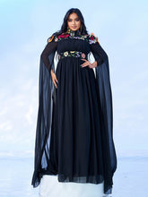 Plus Embroidered Floral Chiffon A-line Prom Dress