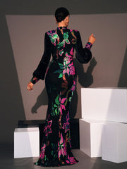 Cutout Lantern Sleeve Mermaid Dress