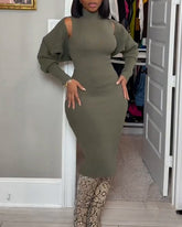 Slim Fit Knit Dress 2-Piece Set