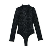 Long-Sleeved lace Slimming Thong Shapewear Bodysuit