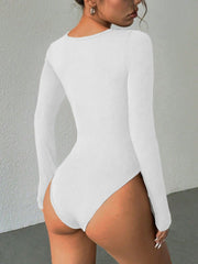 Square Neck Long-Sleeved Shaping Thong Bodysuit