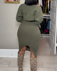 Slim Fit Knit Dress 2-Piece Set