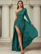 Formal One Shoulder Split A Line Dress