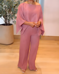 Off-Shoulder Top Wide-Leg Pants Casual Set