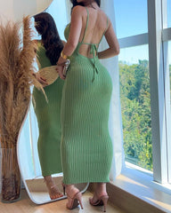Knitted Backless Sleeveless Bodycon Dress