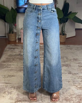 Multi-Button Straight Leg Jeans