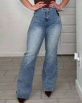 Cutout Butterfly Slim-Fit Flared Jeans