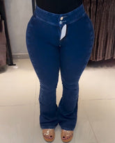 Double-Breasted Tight-Fitting High-Rise Flare Jeans