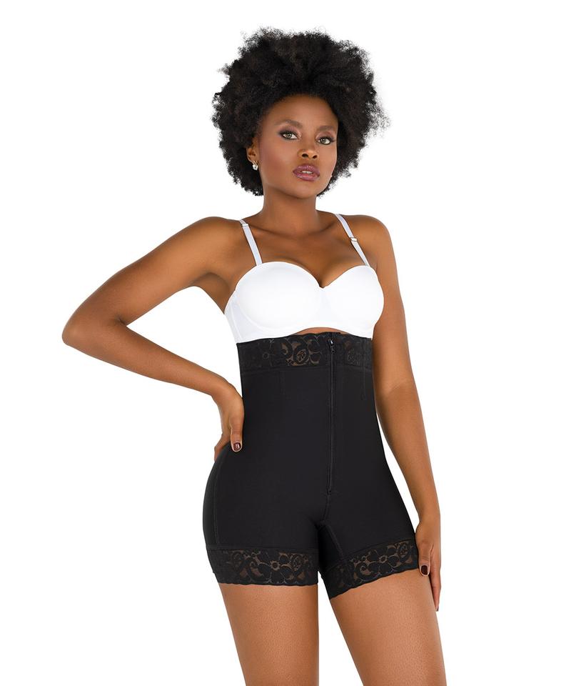 High Waist Front Zipper Booty Shaper Colombian Shapewear Short