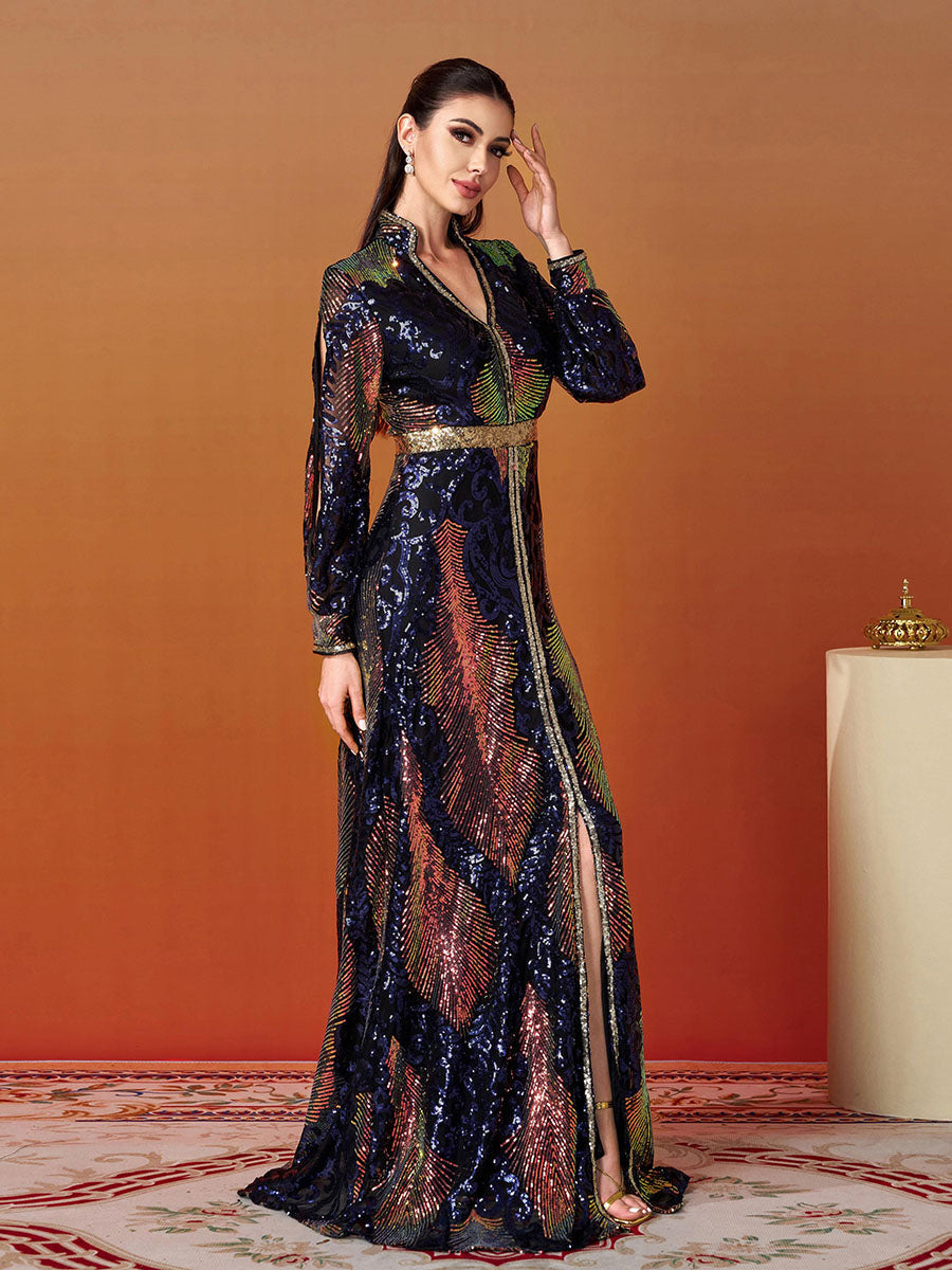Cutout Sequin Maxi Dress