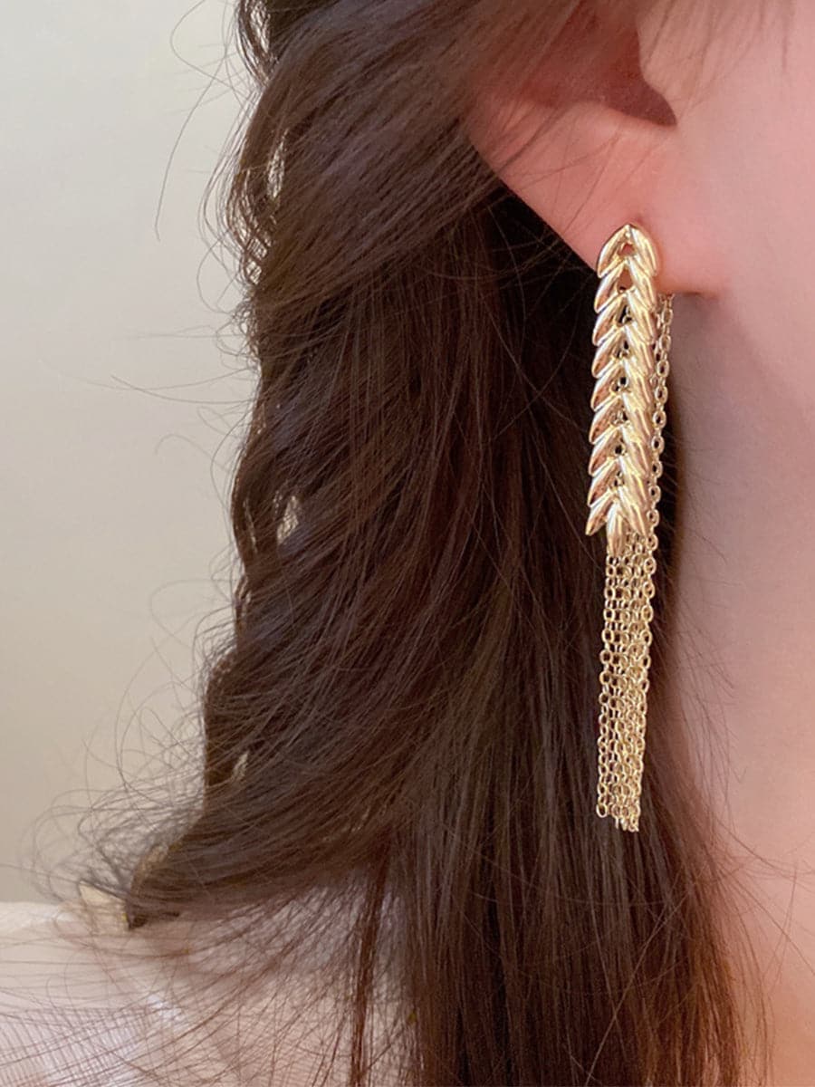 Silver Needle Tassel Earrings