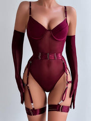 Bandage Burgundy Teddy 3 Piece Set