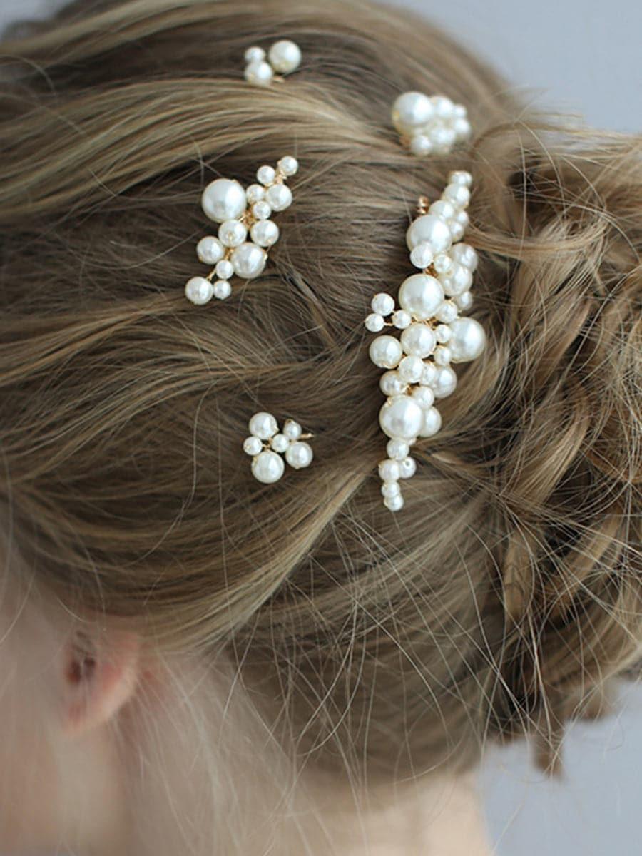 Pearl Hairpin Hair Comb Wedding Headpieces 5PCS Set