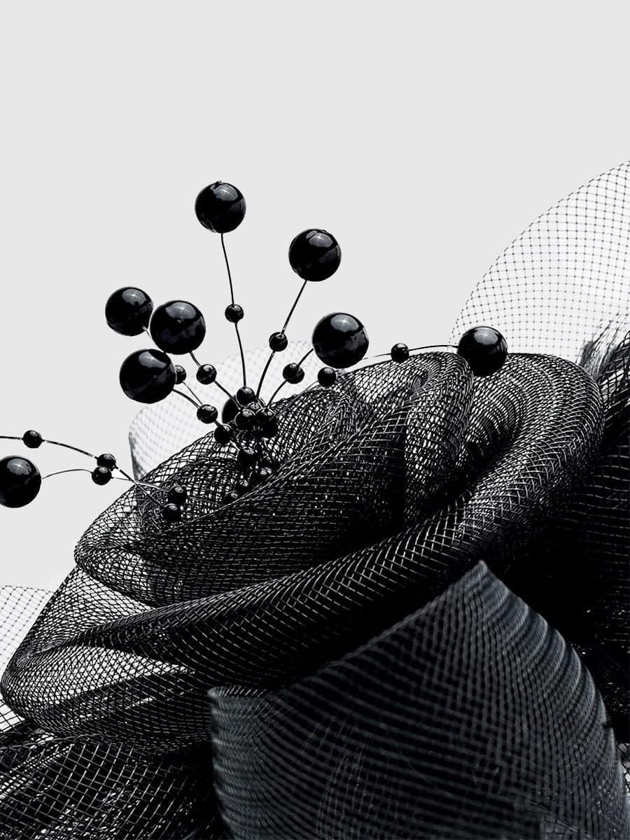 Fancy Net Yarn With Feather Bead Tea Party Hats