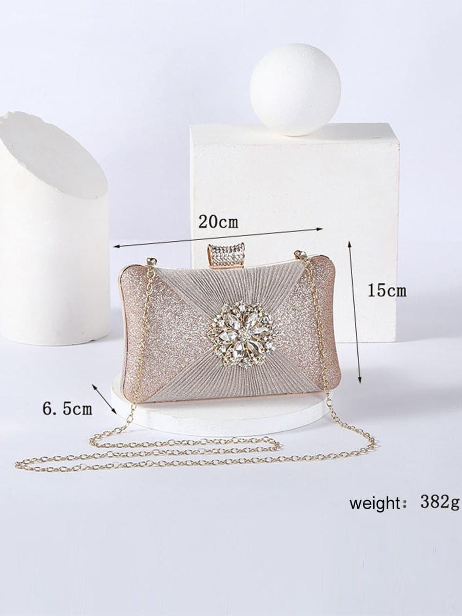 Fold Inlay Stone Square Evening Clutch Bag Shoulder MNBF011