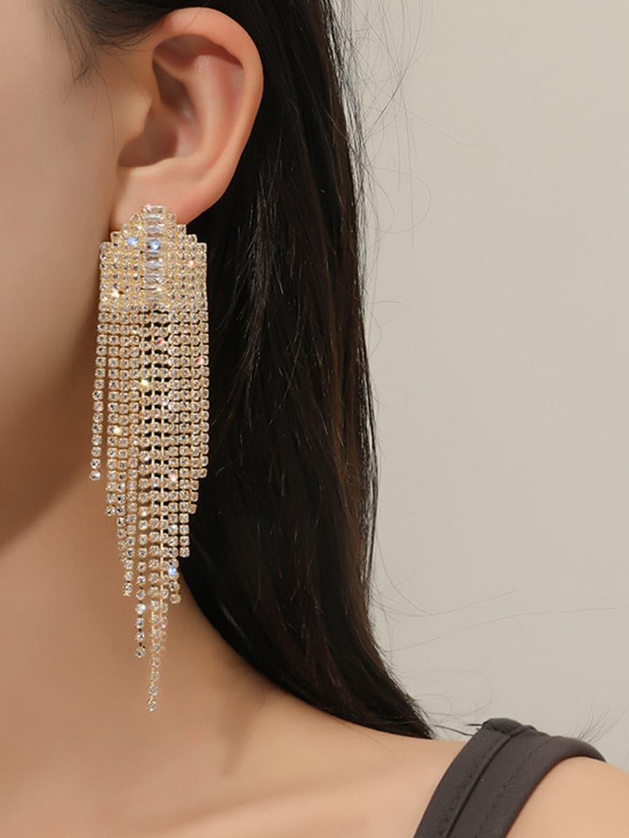 Rhinestone Sparkling Tassel Zircon Earrings
