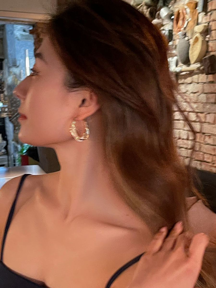 Missord Mesh Cutout Round Earrings