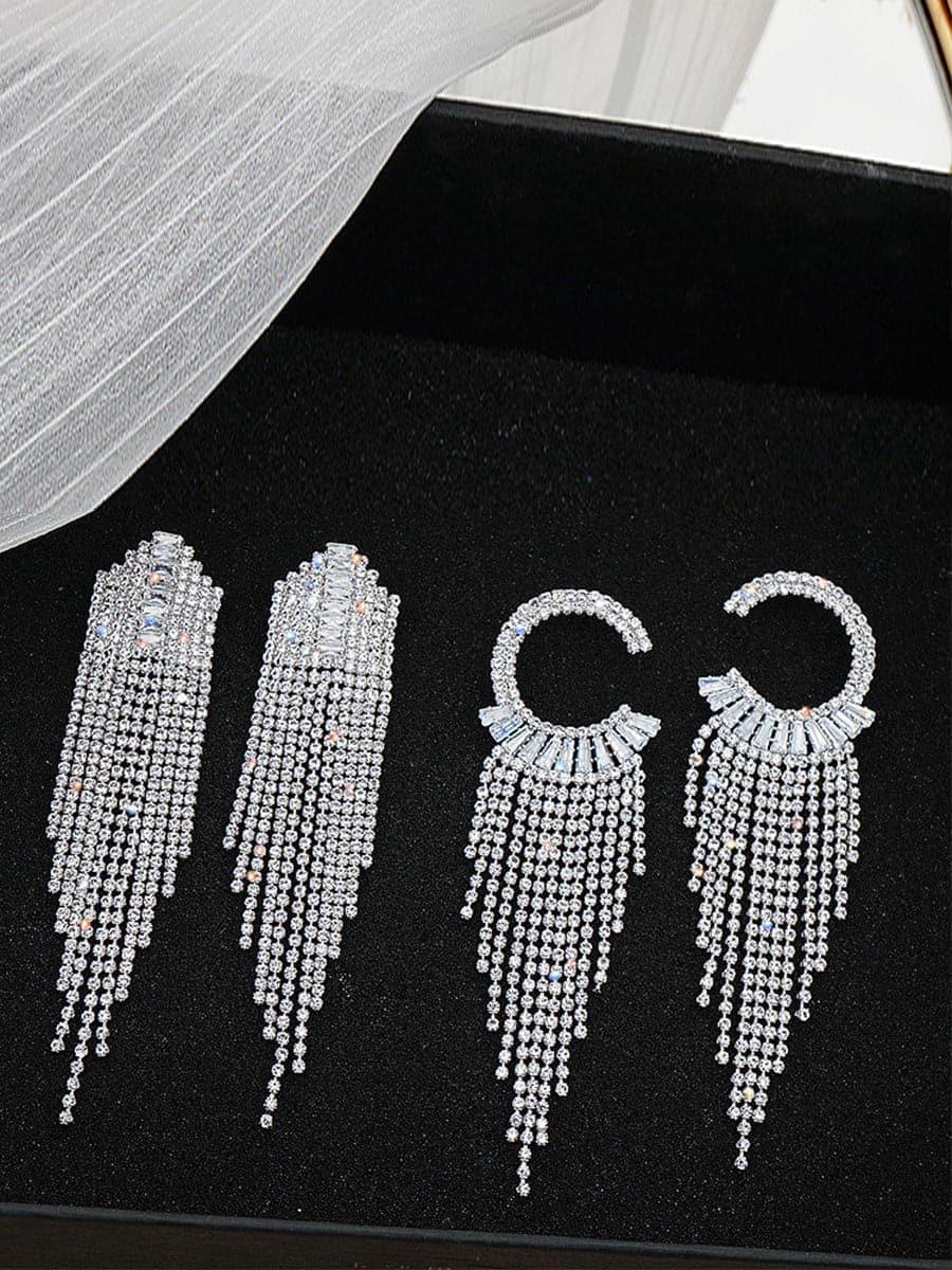 Rhinestone Sparkling Tassel Zircon Earrings