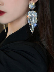 Tassel Inlay Stone Long Drop Earrings