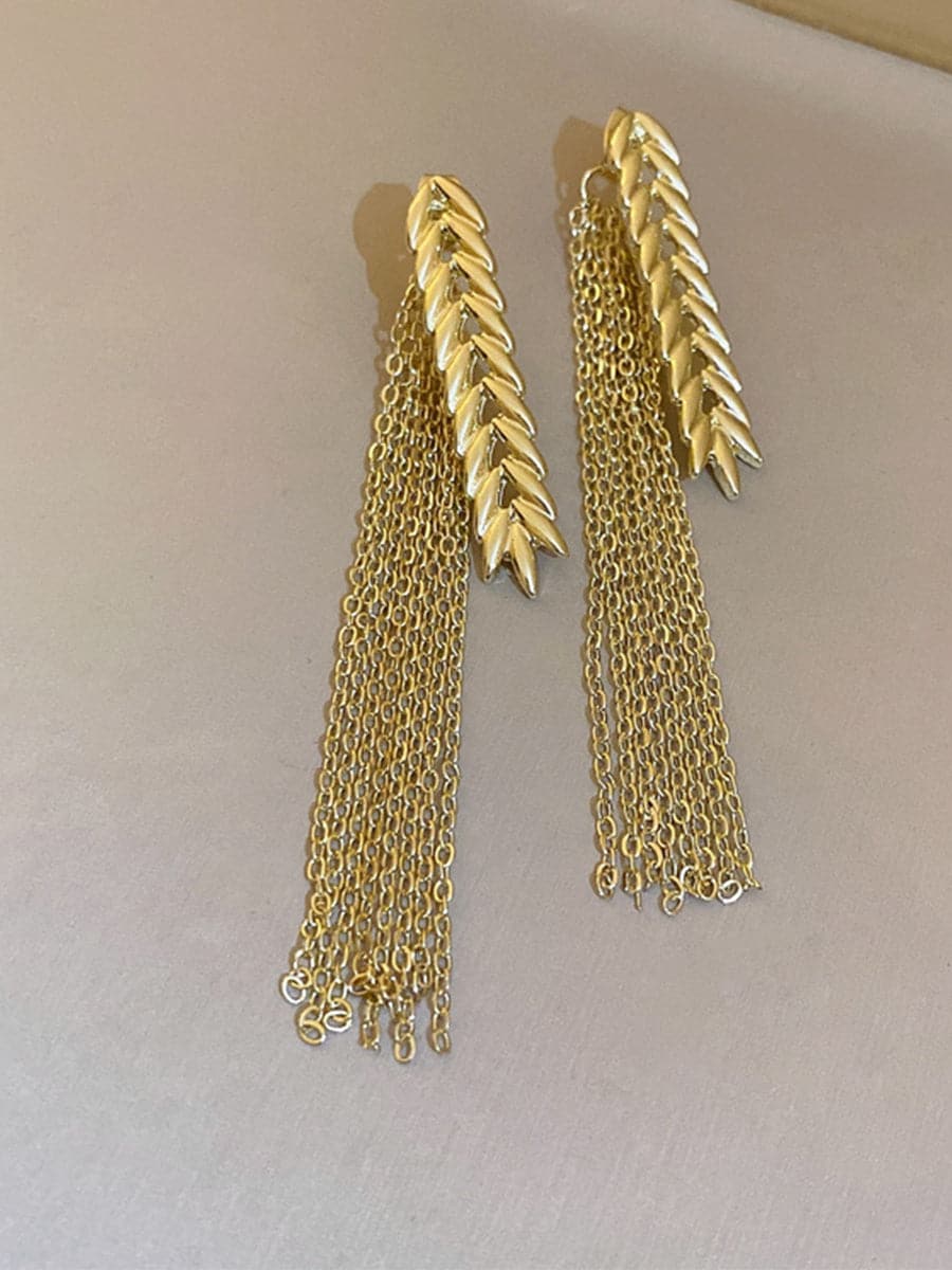 Silver Needle Tassel Earrings