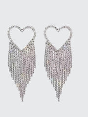 Heart Inlay Stone Tassel Earrings