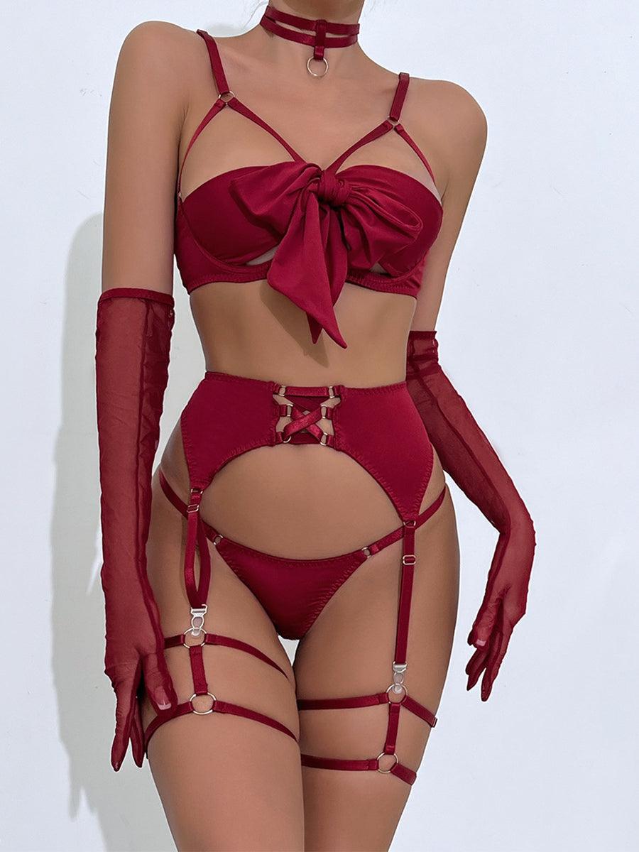 Sexy Garter Hollow Sexy Lingerie Four-piece Set