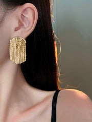 Ruched Curved Tassel Stud Earrings