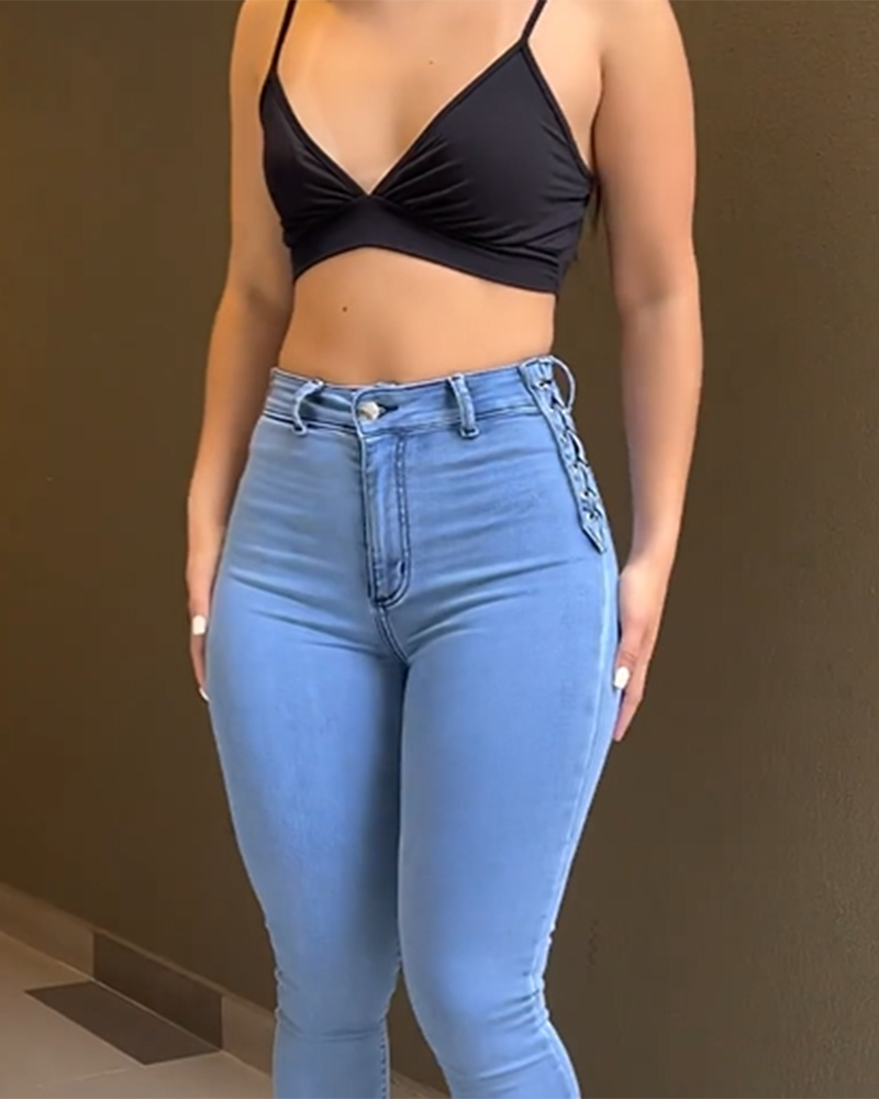 Skinny Braided Comfortable Jeans