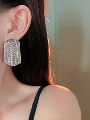 Ruched Curved Tassel Stud Earrings