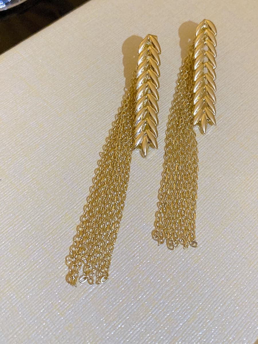 Silver Needle Tassel Earrings