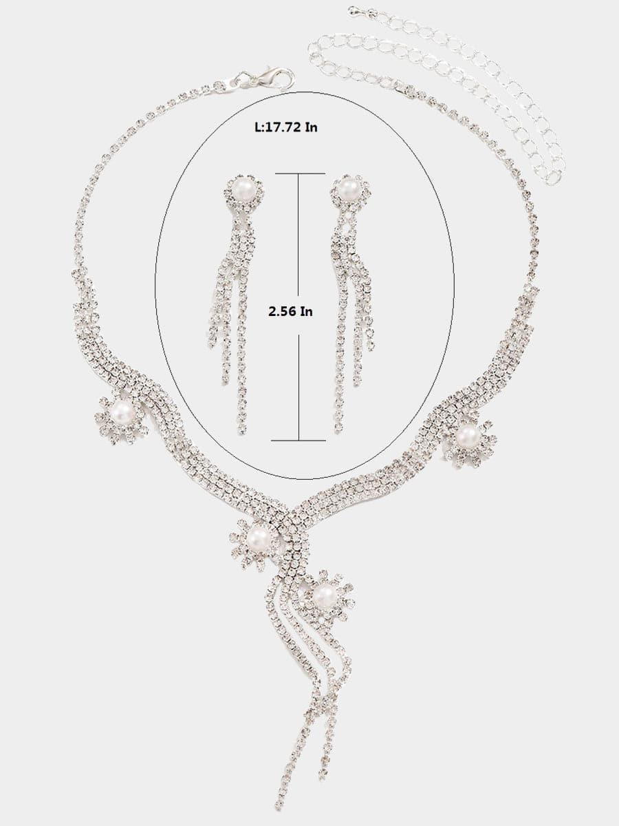 Sparkling Pearl Drop Crystal Necklace Set