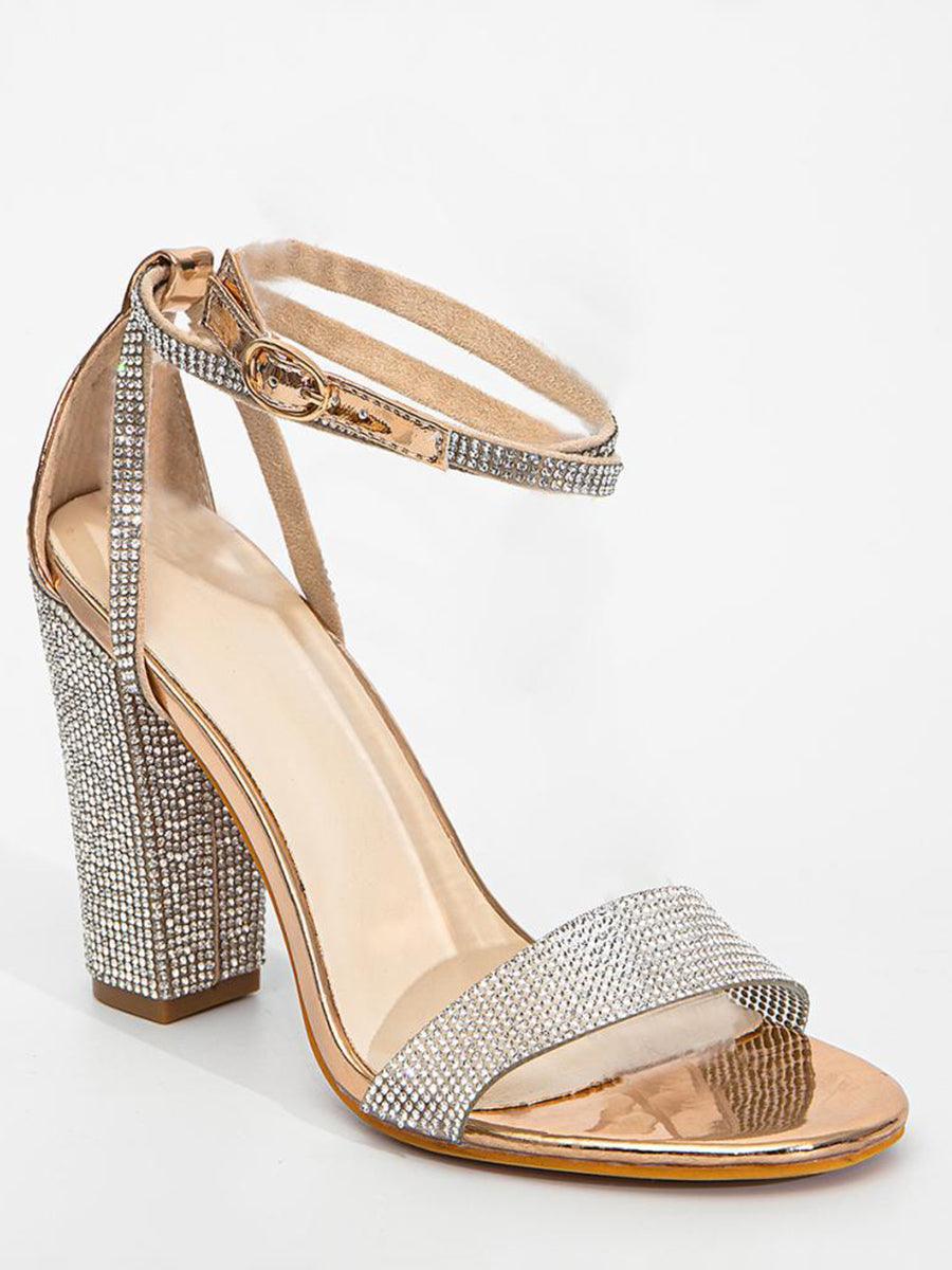 Rhinestone Chunky High Heels