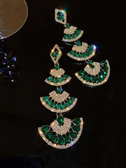 925 Silver Pin Stone Fan Earrings