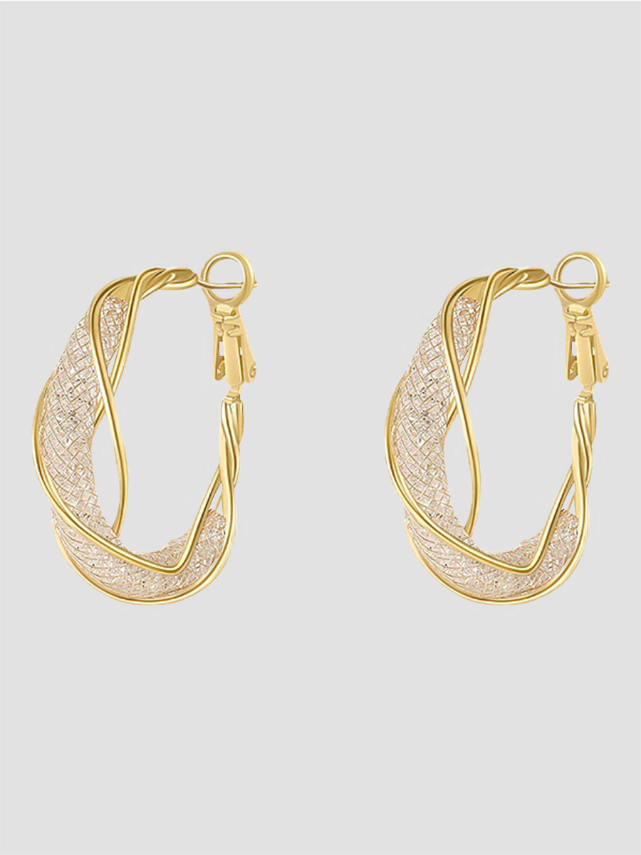 Missord Mesh Cutout Round Earrings