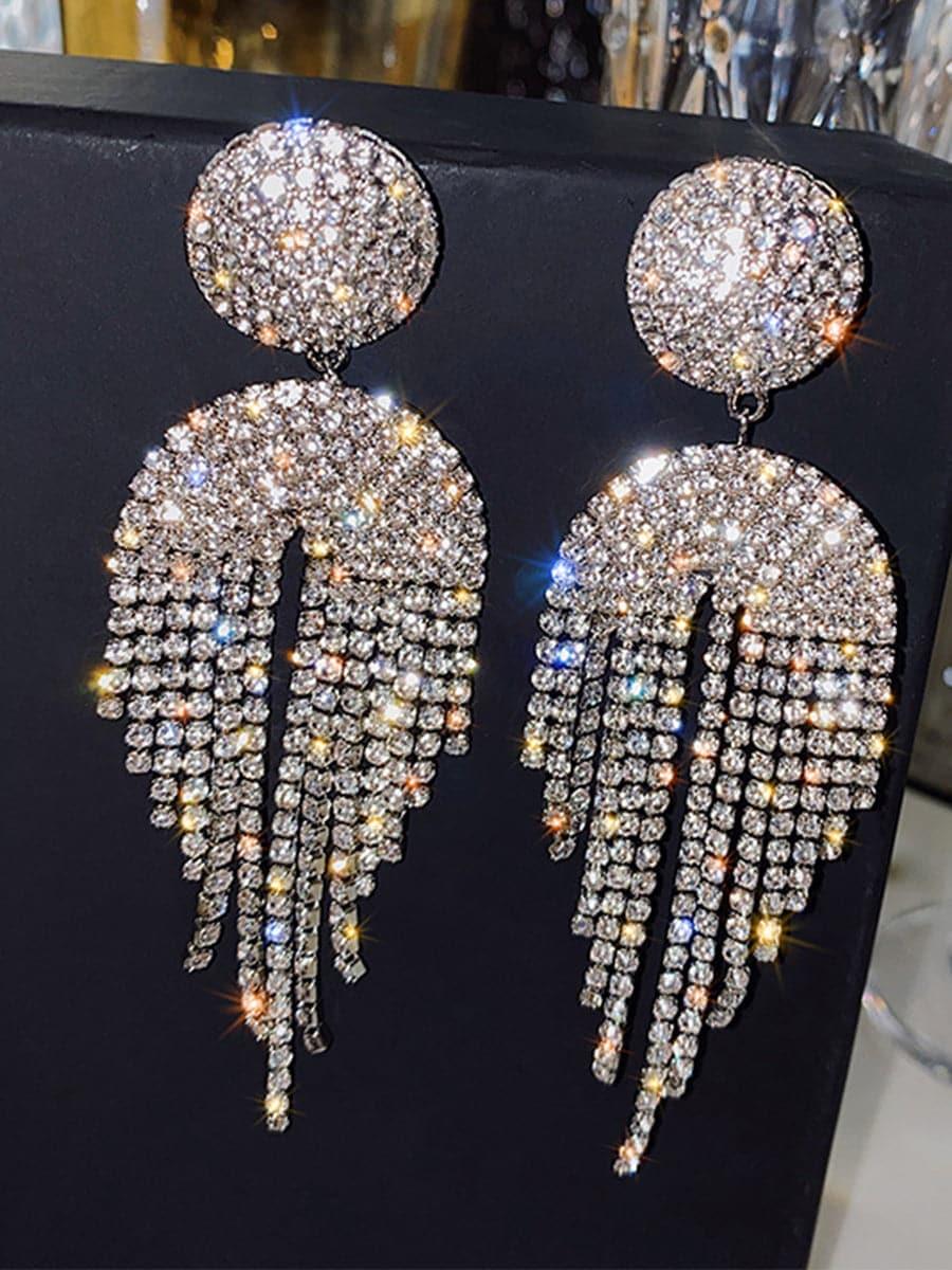 Tassel Inlay Stone Long Drop Earrings