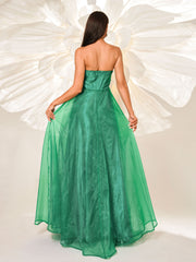 Floral Tube Top A-line Tulle Dress