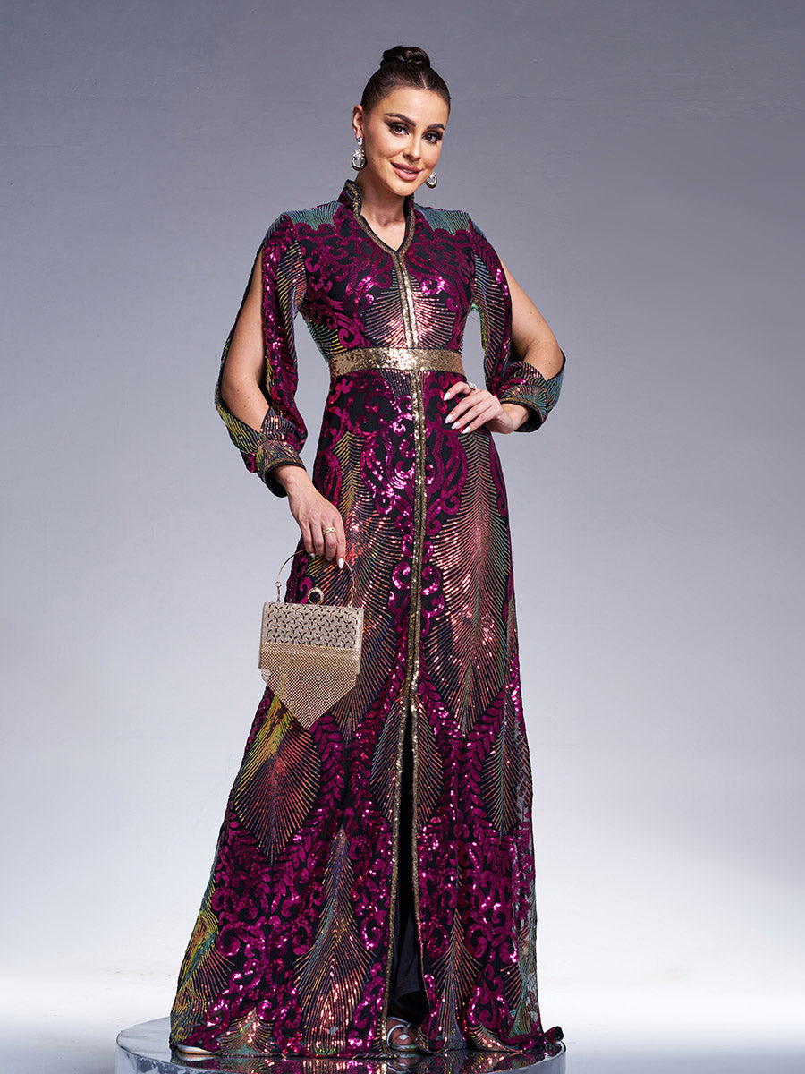Cutout Sequin Maxi Dress