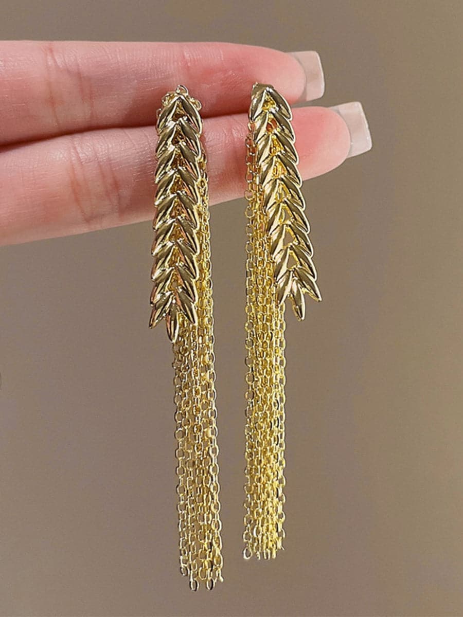 Silver Needle Tassel Earrings