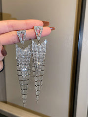 Angular Inlay Diamond Tassel Earrings