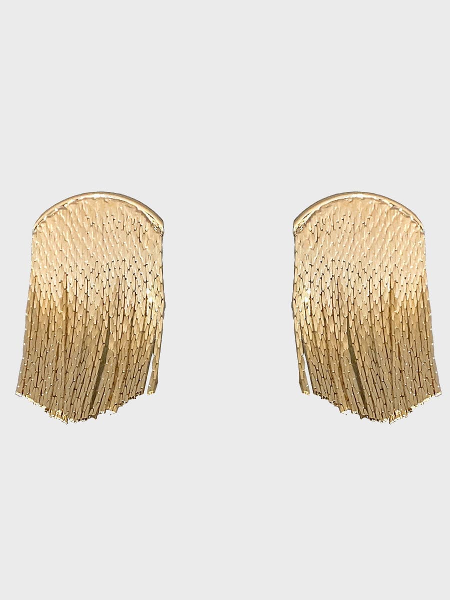 Ruched Curved Tassel Stud Earrings